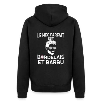 Mec Parfait De Bordeau Est Barbu - Veste à capuche bio Premium Unisexe - noir - Dos - Nico (187cm)