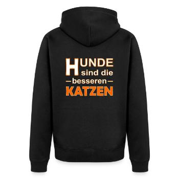 Hunde sind die besseren Katzen / Hundeliebhaber - Unisex Premium Bio Zip Hoodie - Schwarz - Hinten - Nico (187cm)