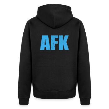 Gamer AFK Spruch Nerd - Unisex Premium Bio Zip Hoodie - Schwarz - Hinten - Nico (187cm)
