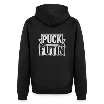 Conception du logo Puck Futin - Veste à capuche bio Premium Unisexe - noir - Dos - Nico (187cm)
