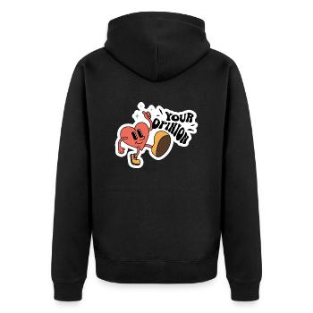Heart Your Opinion - Unisex Premium Bio Zip Hoodie - Schwarz - Hinten - Nico (187cm)