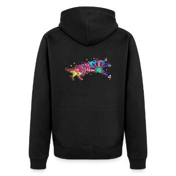 GERMAN SHEPERD Deutscher Schäferhund - Unisex Premium Bio Zip Hoodie - Schwarz - Hinten - Nico (187cm)