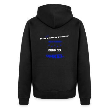 ich muss nicht nein sagen ich bin der onkel - Unisex Premium Bio Zip Hoodie - Schwarz - Hinten - Nico (187cm)