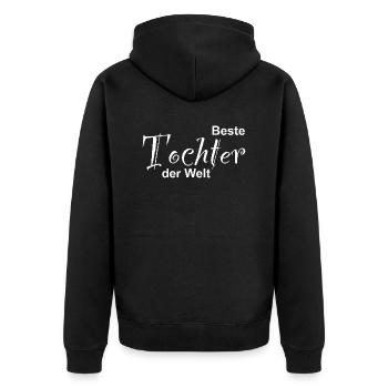 Beste Tochter der Welt Design - Unisex Premium Bio Zip Hoodie - Schwarz - Hinten - Nico (187cm)