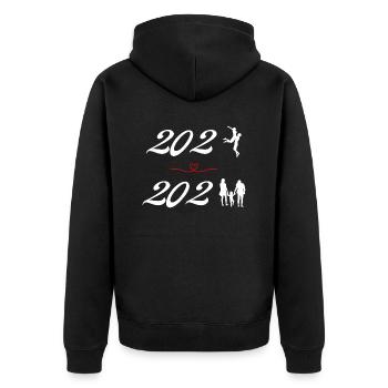 Annonce grossesse 2023 - Veste à capuche bio Premium Unisexe - noir - Dos - Nico (187cm)