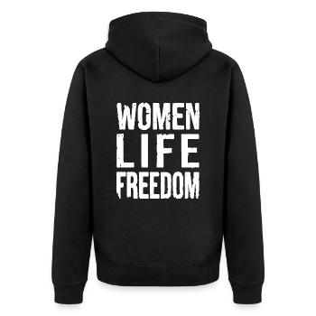 Women life freedom - Unisex Premium Bio Zip Hoodie - Schwarz - Hinten - Nico (187cm)