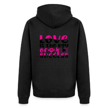Love is the Key of Success - Unisex Premium Organic Zip Hoodie - black - Back - Nico (187cm)