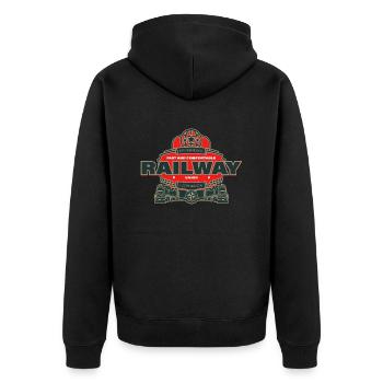 International Railway Union - Unisex Premium Organic Zip Hoodie - black - Back - Nico (187cm)