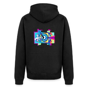 Du bist ein Kunstwerk - Unisex Premium Bio Zip Hoodie - Schwarz - Hinten - Nico (187cm)