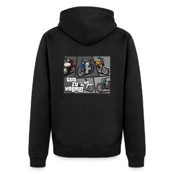 S51, Habicht, Sperber, KR51/1 // Gut zu Vögeln - Unisex Premium Bio Zip Hoodie - Schwarz - Hinten - Nico (187cm)