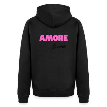 Amore, Ti Amo – Romantic Italian Love Quote - Unisex Premium Organic Zip Hoodie - black - Back - Nico (187cm)