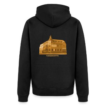 Tangerhütte Rathaus Stendal Sachsen-Anhalt - Unisex Premium Bio Zip Hoodie - Schwarz - Hinten - Nico (187cm)