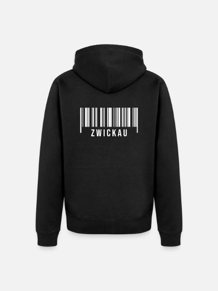 Erzgebirge Strichcode Zwickau - Unisex Premium Bio Zip Hoodie - Schwarz