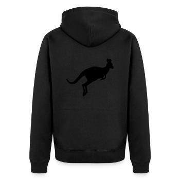 kangaroo 01 - Unisex Premium Bio Zip Hoodie - Schwarz - Hinten - Nico (187cm)