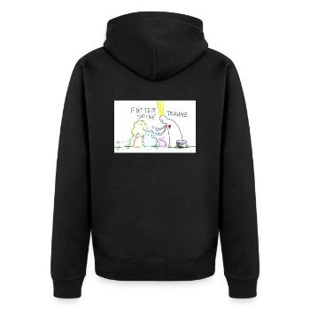 Fütter deine Träume - Unisex Premium Bio Zip Hoodie - Schwarz - Hinten - Nico (187cm)