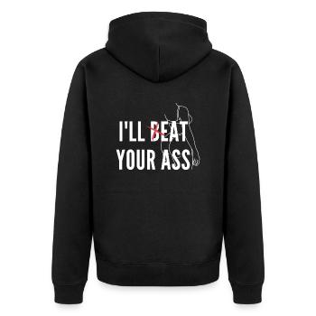 Eat ass - Kinky Meme Shirt - Unisex Premium Bio Zip Hoodie - Schwarz - Hinten - Nico (187cm)