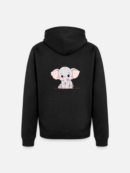 Cute little elephant - Unisex Premium Organic Zip Hoodie - black