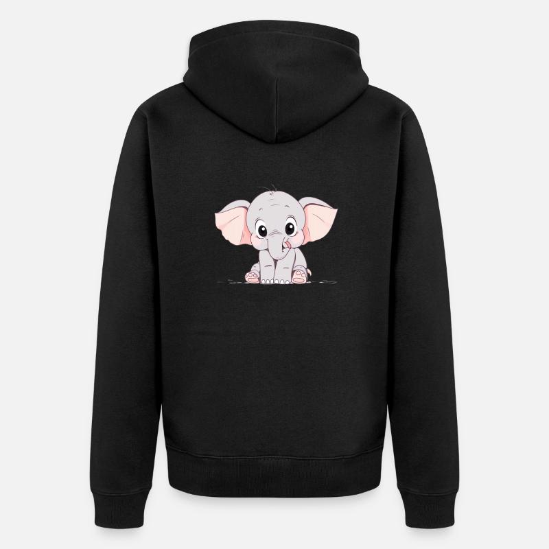 Mignon petit éléphant - Veste à capuche bio Premium Unisexe - noir