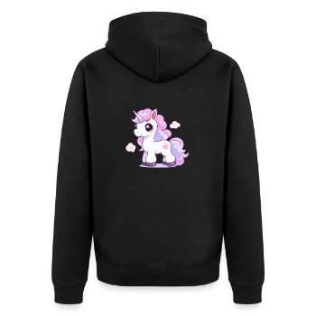 Hübsches Einhorn - Unisex Premium Bio Zip Hoodie - Schwarz - Hinten - Nico (187cm)