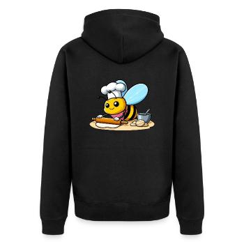 Backende Biene - Unisex Premium Bio Zip Hoodie - Schwarz - Hinten - Nico (187cm)