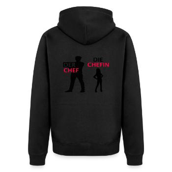 Papa Tochter Lustige Sprüche Humorvoll Chef - Unisex Premium Bio Zip Hoodie - Schwarz - Hinten - Nico (187cm)