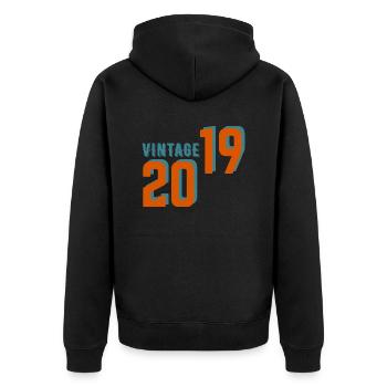 Vintage rétro 2019 - Veste à capuche bio Premium Unisexe - noir - Dos - Nico (187cm)