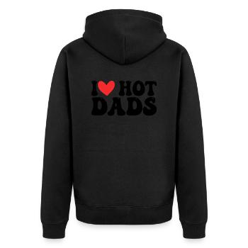 Heiße Papas Liebe - Unisex Premium Bio Zip Hoodie - Schwarz - Hinten - Nico (187cm)