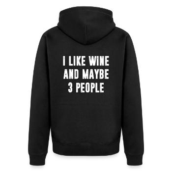 J’aime le vin et peut-être 3 personnes dictons drôles - Veste à capuche bio Premium Unisexe - noir - Dos - Nico (187cm)
