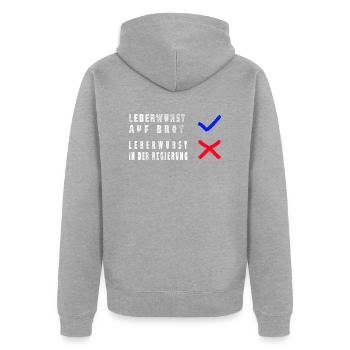 Ampel Leberwurst Protest - Unisex Premium Bio Zip Hoodie - Grau meliert - Hinten - Nico (187cm)