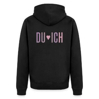 Du & Ich - Unisex Premium Bio Zip Hoodie - Schwarz - Hinten - Nico (187cm)