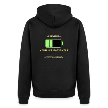 Je réfléchis - Veste à capuche bio Premium Unisexe - noir - Dos - Nico (187cm)