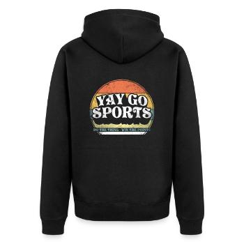 Yay Go Sports! Funny Sports - Unisex Premium Organic Zip Hoodie - black - Back - Nico (187cm)
