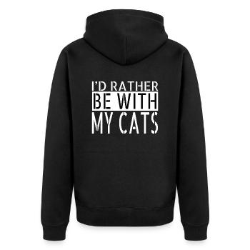 feline friends cat fun present gift cool joke - Unisex Premium Bio Zip Hoodie - Schwarz - Hinten - Nico (187cm)