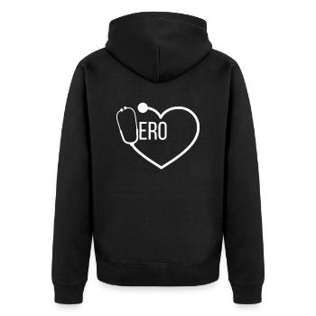 Hero Doctor Stethoscope - Unisex Premium Organic Zip Hoodie - black - Back - Nico (187cm)