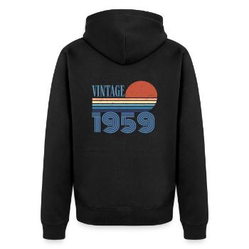 Jahrgang 1959 - Unisex Premium Bio Zip Hoodie - Schwarz - Hinten - Nico (187cm)