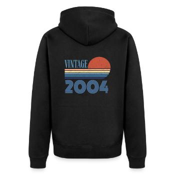 Jahrgang 2004 - Unisex Premium Bio Zip Hoodie - Schwarz - Hinten - Nico (187cm)