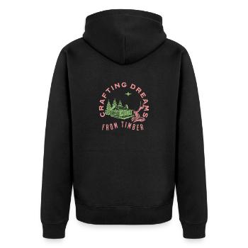 Woodworking Carpenter Wood Dad Woodwork Sawdust - Unisex Premium Bio Zip Hoodie - Schwarz - Hinten - Nico (187cm)