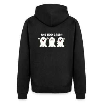 ghost boo crew - Unisex Premium Bio Zip Hoodie - Schwarz - Hinten - Nico (187cm)