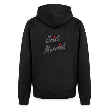 Juist Married Island - Unisex Premium Organic Zip Hoodie - black - Back - Nico (187cm)