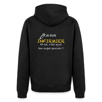 Infirmier super pouvoir - Veste à capuche bio Premium Unisexe - noir - Dos - Nico (187cm)