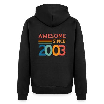 Großartig seit 2003 - Unisex Premium Bio Zip Hoodie - Schwarz - Hinten - Nico (187cm)