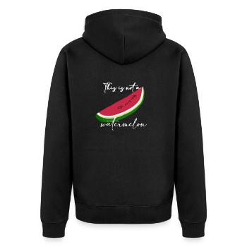 THIS IS NOT A WATERMELON - Unisex Premium Bio Zip Hoodie - Schwarz - Hinten - Nico (187cm)