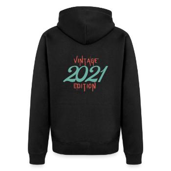 Jahrgang 2021 Ausgabe - Unisex Premium Bio Zip Hoodie - Schwarz - Hinten - Nico (187cm)
