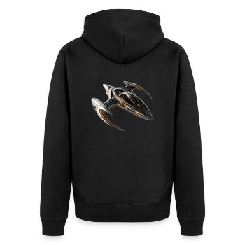 With the spaceship through space - Unisex Premium Organic Zip Hoodie - black - Back - Nico (187cm)