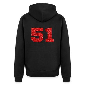 Number 51 Red Glitter - 51st Anniversary - Unisex Premium Organic Zip Hoodie - black - Back - Nico (187cm)