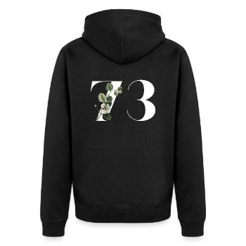 Nummer 73 Blumengrün - 73. Blumengeburtstag - Unisex Premium Bio Zip Hoodie - Schwarz - Hinten - Nico (187cm)