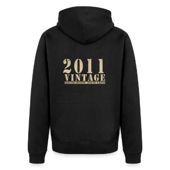 Original 2011 Vintage Vintage anniversaire rétro - Veste à capuche bio Premium Unisexe - noir - Dos - Nico (187cm)
