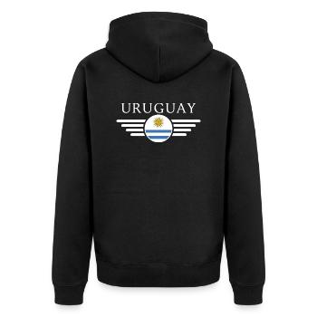 Ich liebe Uruguay, Eleganz Stil Design T-Shirt - Unisex Premium Bio Zip Hoodie - Schwarz - Hinten - Nico (187cm)