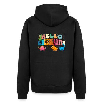 Cute Dinosaurs for Hello Kindergarten Back To - Unisex Premium Organic Zip Hoodie - black - Back - Nico (187cm)