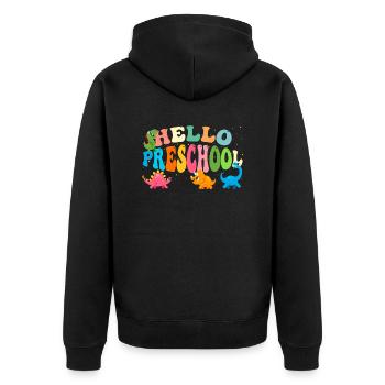 Hello Preschool w/ Cute Dinosaurs Back To School - Unisex Premium Organic Zip Hoodie - black - Back - Nico (187cm)